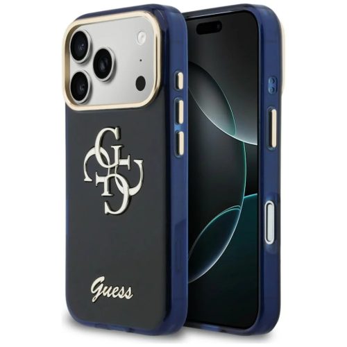 iPhone 17 Pro Max kék Guess IML 4G Script Metal Logo tok
