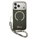 Guess IML Glitter Script Strap MagSafe tok iPhone 17 Pro Max fekete tok