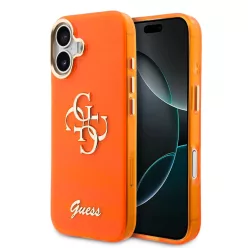 iPhone 17 narancssárga Guess IML 4G Script Metal Logo tok