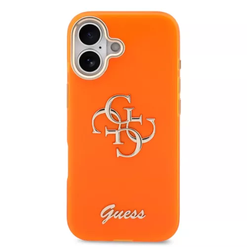 iPhone 17 narancssárga Guess IML 4G Script Metal Logo tok