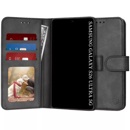 Techsuit - Napló Fliptok - Samsung Galaxy S26 Ultra - Fekete tok