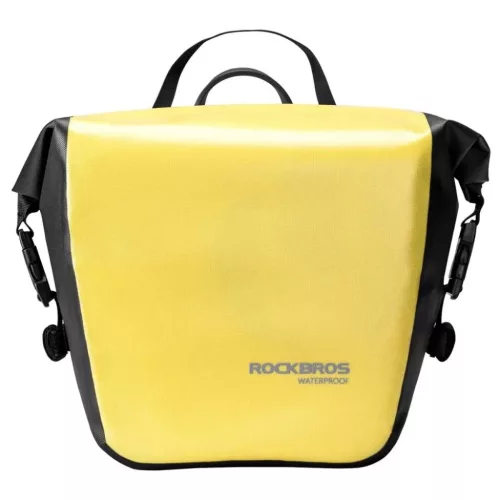 Rockbros AS-003-1Y vízálló biciklis táska vállpánttal, elöl/hátul rögzíthető, 10-14l - sárga
