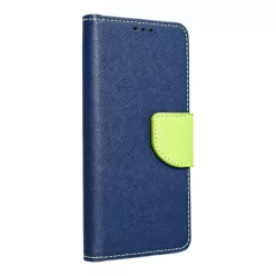 Samsung Galaxy A57 FANCY könyvtok - sötétkék / lime tok