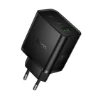 Hoco 2x USB C + USB A QC3.0 PD 3A 65W N75 fekete hálózati USB-C töltő adapter