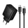 Hoco 2x USB C + USB A QC3.0 PD 3A 65W hálózati töltő adapter + adatkábel USB C - USB C N75 fekete