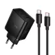 Hoco 2x USB C + USB A QC3.0 PD 3A 65W hálózati töltő adapter + adatkábel USB C - USB C N75 fekete