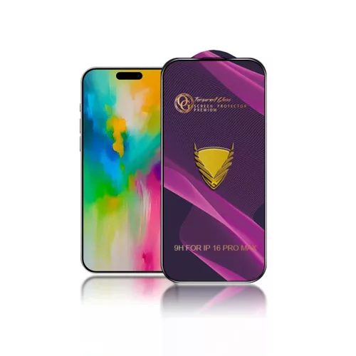 iPhone 17 Pro Max OG Purple Big Curved kijelzővédő fólia fekete kerettel