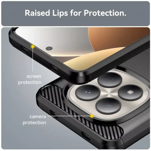 Techsuit - Carbon Silicone - Xiaomi Redmi Note 15 Pro 4G - Fekete tok