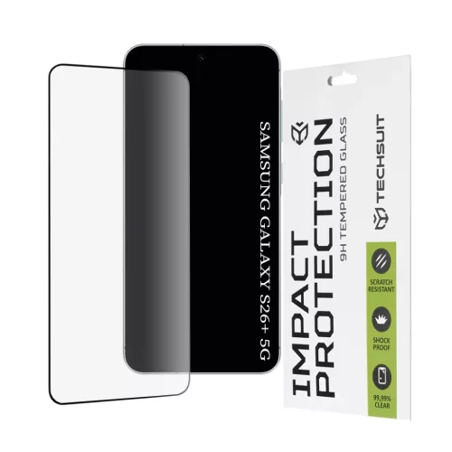 Samsung Galaxy S26 Plus Fekete Techsuit 111D Teljes Fedésű / Teljes Ragasztású üvegfólia