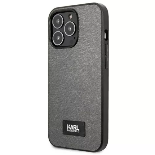 Karl Lagerfeld Saffiano Plakett tok iPhone 13 Pro Max 6.7" - Ezüst tok