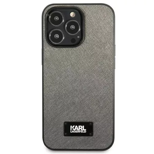 Karl Lagerfeld Saffiano Plakett tok iPhone 13 Pro Max 6.7" - Ezüst tok
