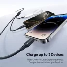 USB-C - Lightning / microUSB / USB-C Töltőkábel Baseus Silky 3in1, 100W, 5A, 1.5m, Fekete P10376303121-01