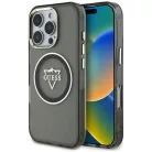 iPhone 16 Pro fekete Guess IML Metal Mountain Logo MagSafe tok