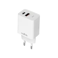   Maxlife MXTC-13-20AC PD QC töltő 1x USB-C 1x USB 20W fehér