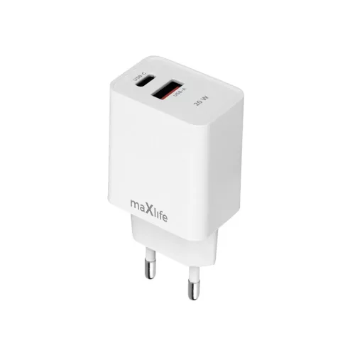 Maxlife MXTC-13-20AC PD QC töltő 1x USB-C 1x USB 20W fehér