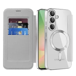 Samsung Galaxy A57 5G Szürke Techsuit SmartMag fliptok