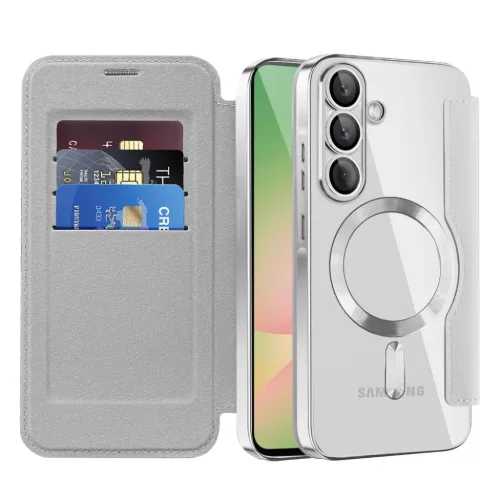 Samsung Galaxy A57 5G Szürke Techsuit SmartMag fliptok