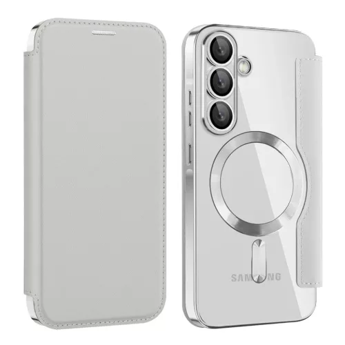Samsung Galaxy A57 5G Szürke Techsuit SmartMag fliptok