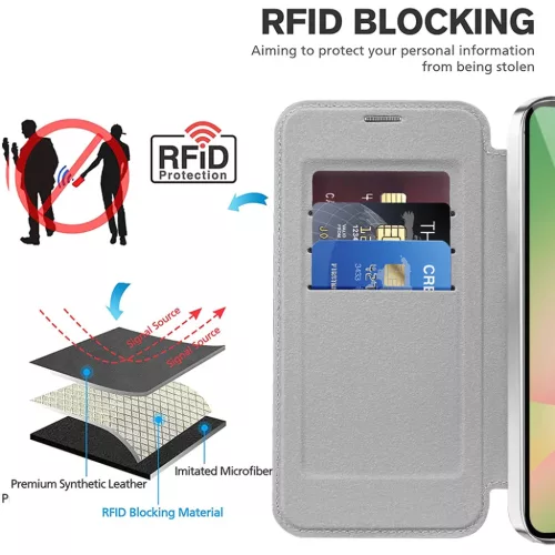 Samsung Galaxy A57 5G Szürke Techsuit SmartMag fliptok