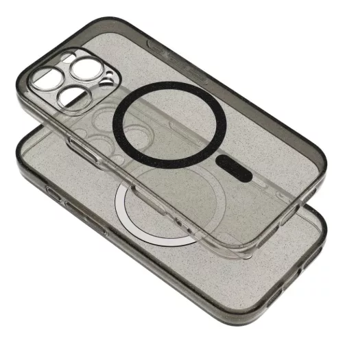 Samsung Galaxy S26 Ultra tok átlátszó MagSafe kompatibilis tok fekete csillámos