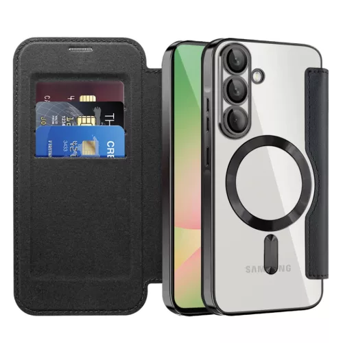 Samsung Galaxy A57 5G Fekete Techsuit SmartMag fliptok