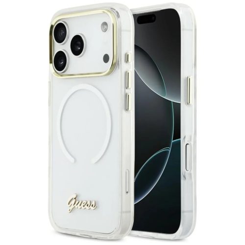 iPhone 17 Pro Max Guess IML Gradient Script Metal MagSafe tok fehér