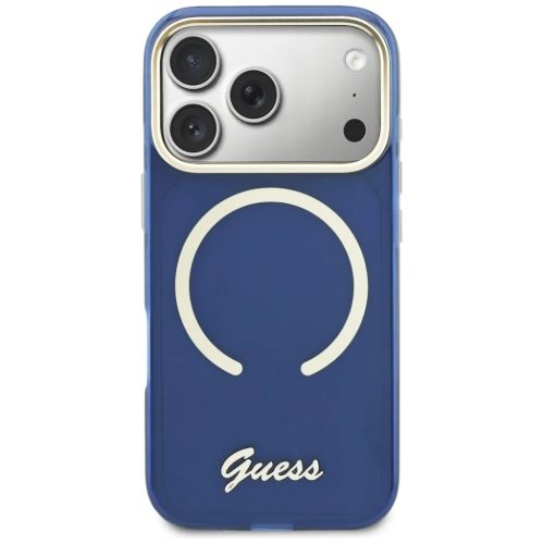 iPhone 17 Pro Max Guess IML Script Metal MagSafe tok kék