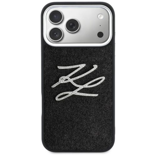 iPhone 17 Pro Max Karl Lagerfeld IML Glitter KL Diamond Logo fekete tok
