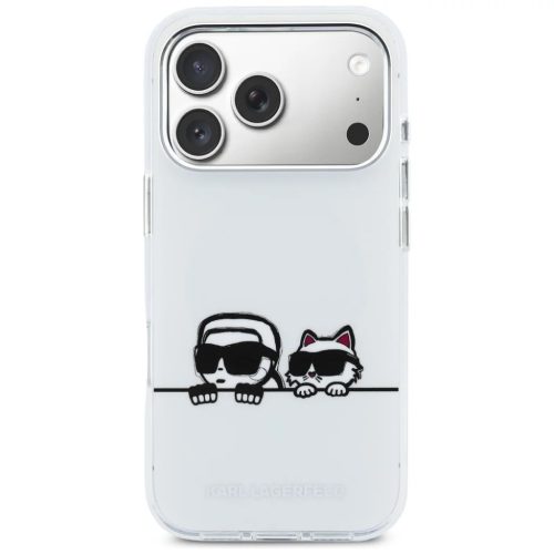 iPhone 17 Pro Max Karl Lagerfeld IML Karl & Choupette Peekaboo Logo MagSafe tok fehér