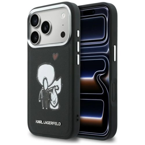 iPhone 17 Pro Max Karl Lagerfeld Karl & Choupette Hátlapi MagSafe tok fekete