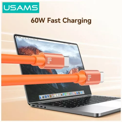 USAMS U97 60W Type-C USB kábel 30cm narancssárga