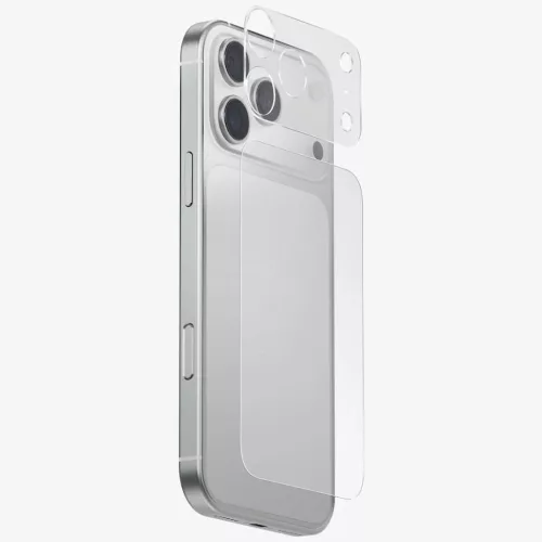 iPhone 17 Pro Max UNIQ Optix Aeroshield+ kamera modul és hátlap védő üvegfólia áttetsző