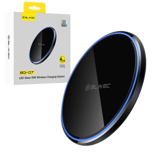 Blavec Indukciós töltő BQI-07 Qi 15W UniCharge (BQI07-QIB) fekete üveg