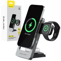   Blavec Indukciós töltő BQI-05 Qi 15W mágneses Magsafe 3 az 1-ben UniCharge (BQI05-QIMS) ezüst