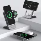 Blavec Indukciós töltő BQI-05 Qi 15W mágneses Magsafe 3 az 1-ben UniCharge (BQI05-QIMS) ezüst