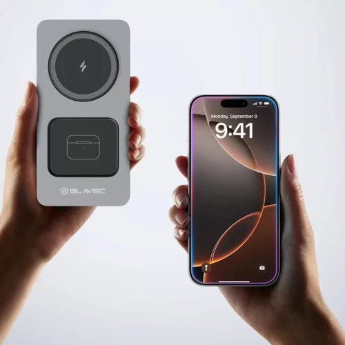 Blavec Indukciós töltő BQI-05 Qi 15W mágneses Magsafe 3 az 1-ben UniCharge (BQI05-QIMS) ezüst