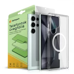   Samsung Galaxy S26 Ultra Magsafe tok + üvegfólia ujjlenyomat olvasó kompatibilis 2db 9H 2.5D HD Alphajack
