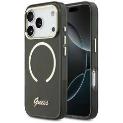 iPhone 17 Pro Max Guess IML Script Metal MagSafe tok fekete