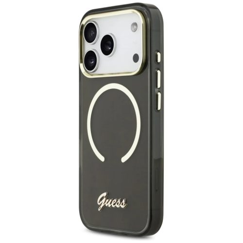 iPhone 17 Pro Max Guess IML Script Metal MagSafe tok fekete