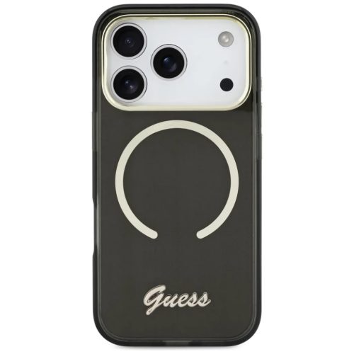 iPhone 17 Pro Max Guess IML Script Metal MagSafe tok fekete