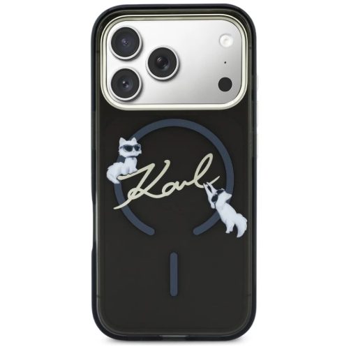 iPhone 17 Pro Max Karl Lagerfeld IML Choupettes Karl Script Logo MagSafe tok fekete