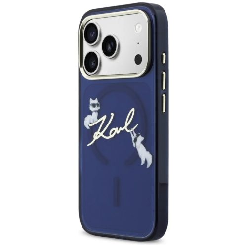 iPhone 17 Pro Max Karl Lagerfeld IML Choupettes Karl Script Logo MagSafe tok kék