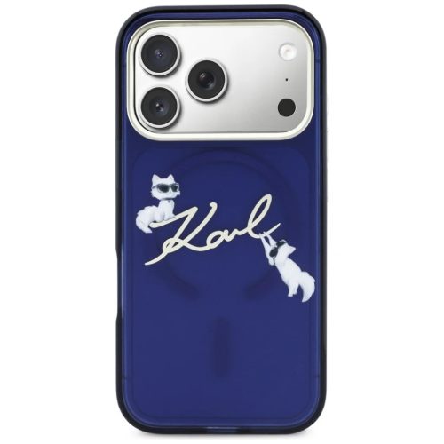 iPhone 17 Pro Max Karl Lagerfeld IML Choupettes Karl Script Logo MagSafe tok kék