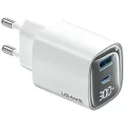 USAMS CC229 30W GaNUSB-C/USB-A Gyors Töltő XC Sorozat Fehér