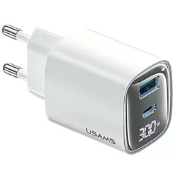   USAMS CC229 30W GaNUSB-C/USB-A Gyors Töltő XC Sorozat Fehér