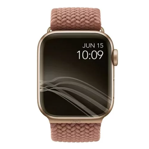 Apple Watch 40/38/41 mm UNIQ Aspen szíj fonott grépfrút rózsaszín