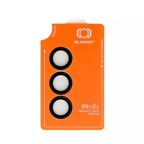 Samsung Galaxy S26 fekete Tel Protect Titanium lencsevédő edzett üveg 99% AR (3 db lencse)