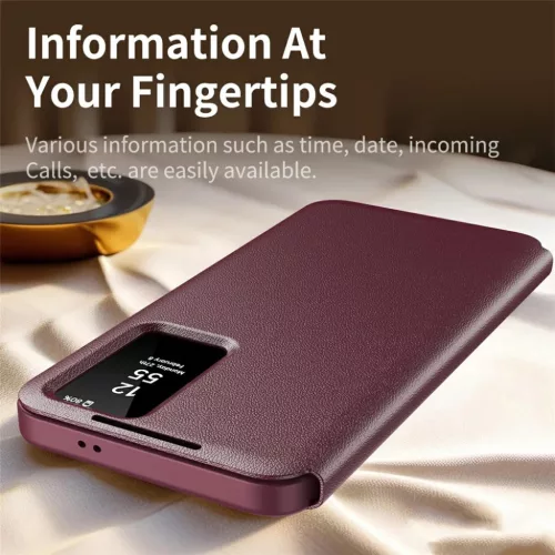 Samsung Galaxy S26 Ultra Piros fliptok Techsuit SmartView sorozat tok