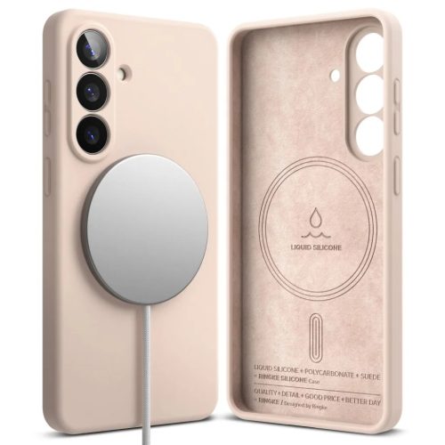 Samsung Galaxy S26 Ringke Silicone Mágneses Magsafe tok Rózsaszín Homok