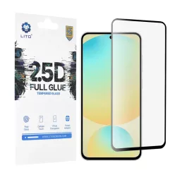   Lito - 2.5D Teljesragasztású Üveg - Samsung Galaxy S24 FE - Fekete üvegfólia